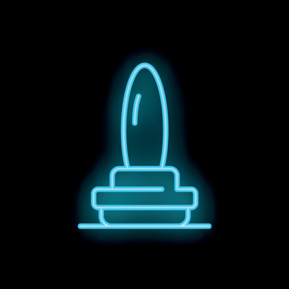 Neon stamp icon glowing against dark background vector