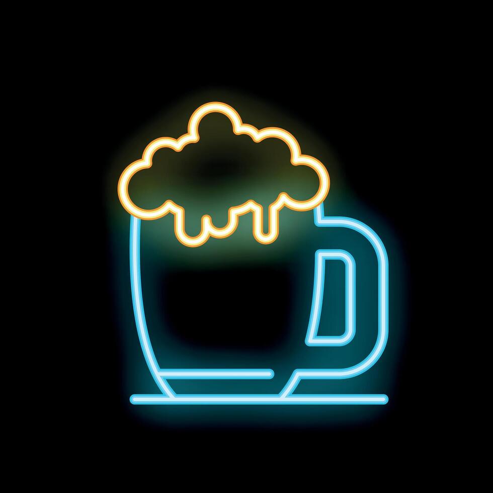 Neon sign showing foamy beer mug on black background vector