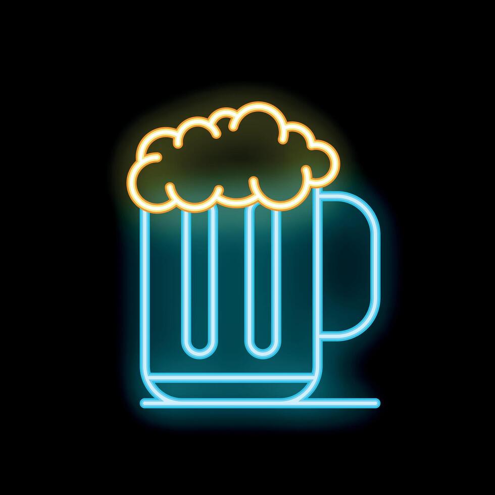 Neon sign showing foamy beer in glass with handle vector