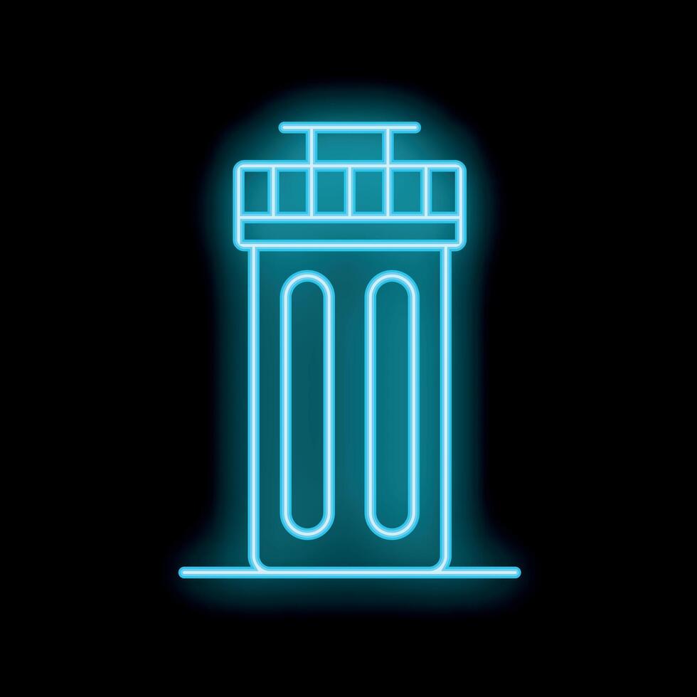 Blue neon trash can shining on dark background vector