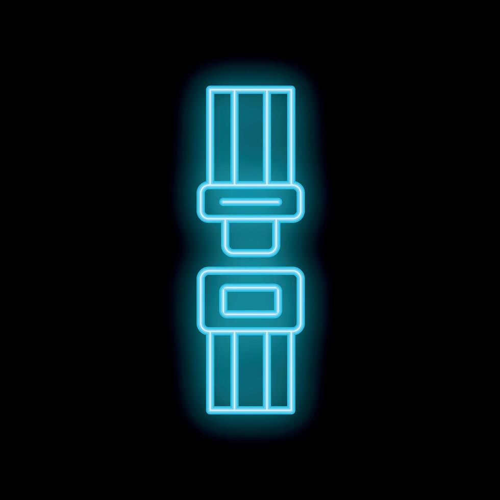 Glowing neon line safety belt icon isolated on black background illustration vector