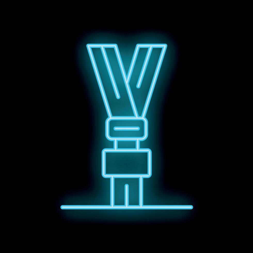 Glowing neon line parachute icon isolated on black background extreme sport illustration vector