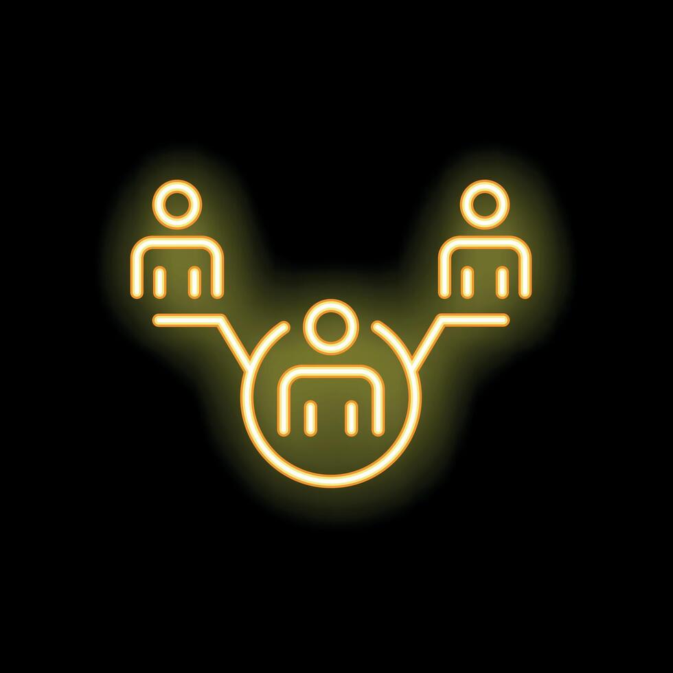 Neon icon of three people network representing a business team vector