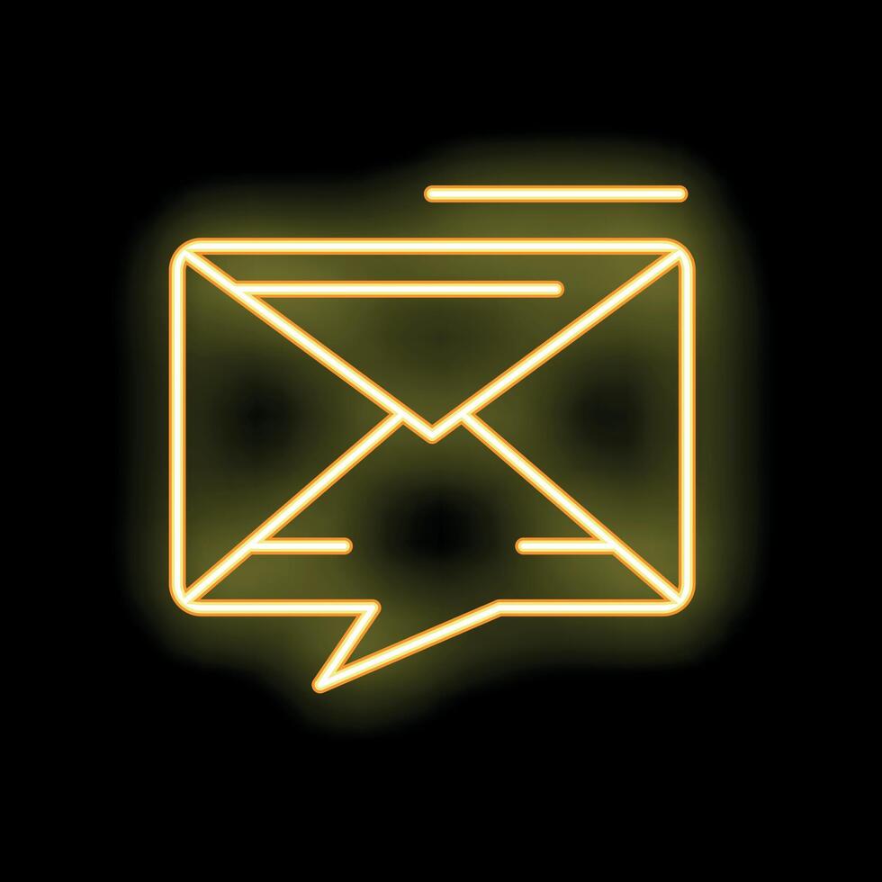 Neon mail envelope sending message in chat bubble vector