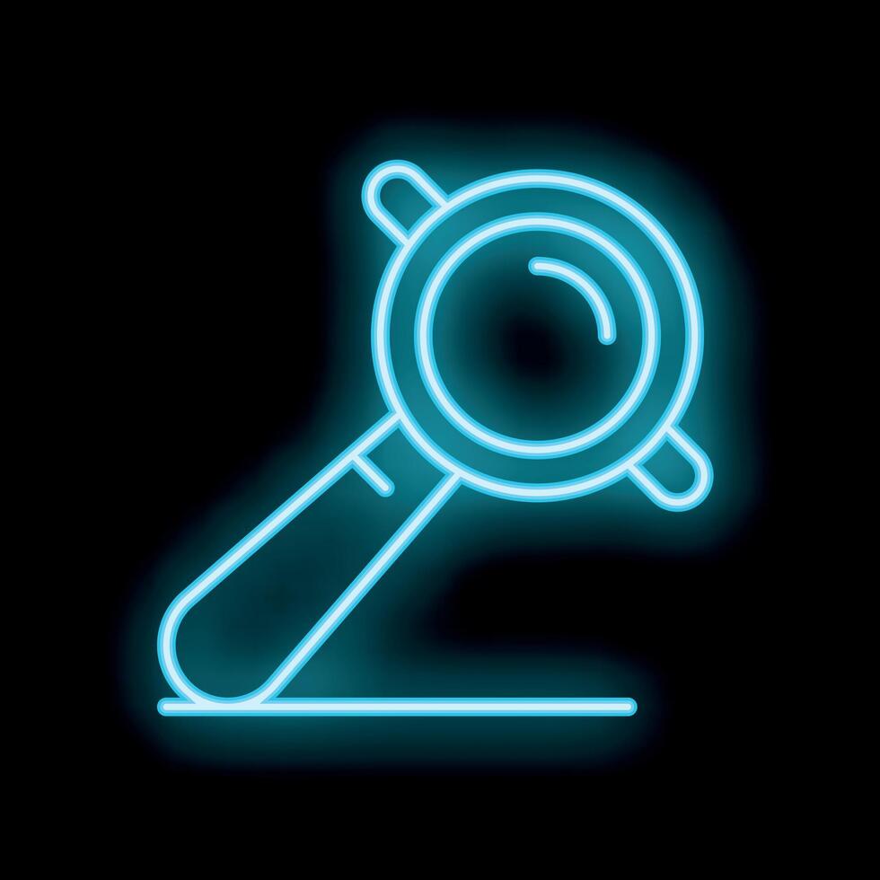 Blue neon sign icon of a coffee tamper pressing ground coffee beans vector