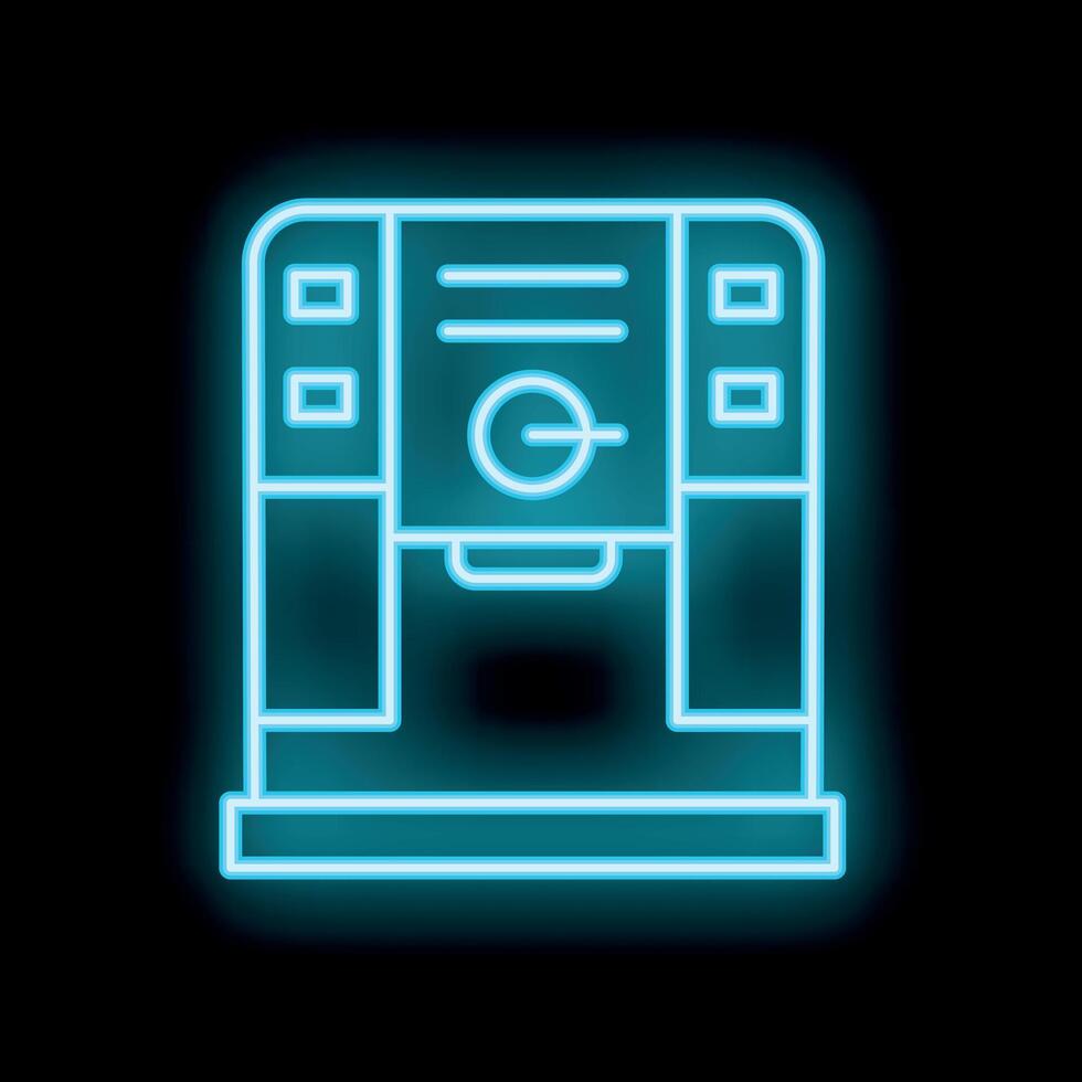 Neon sign of coffee machine making fresh espresso beverage vector