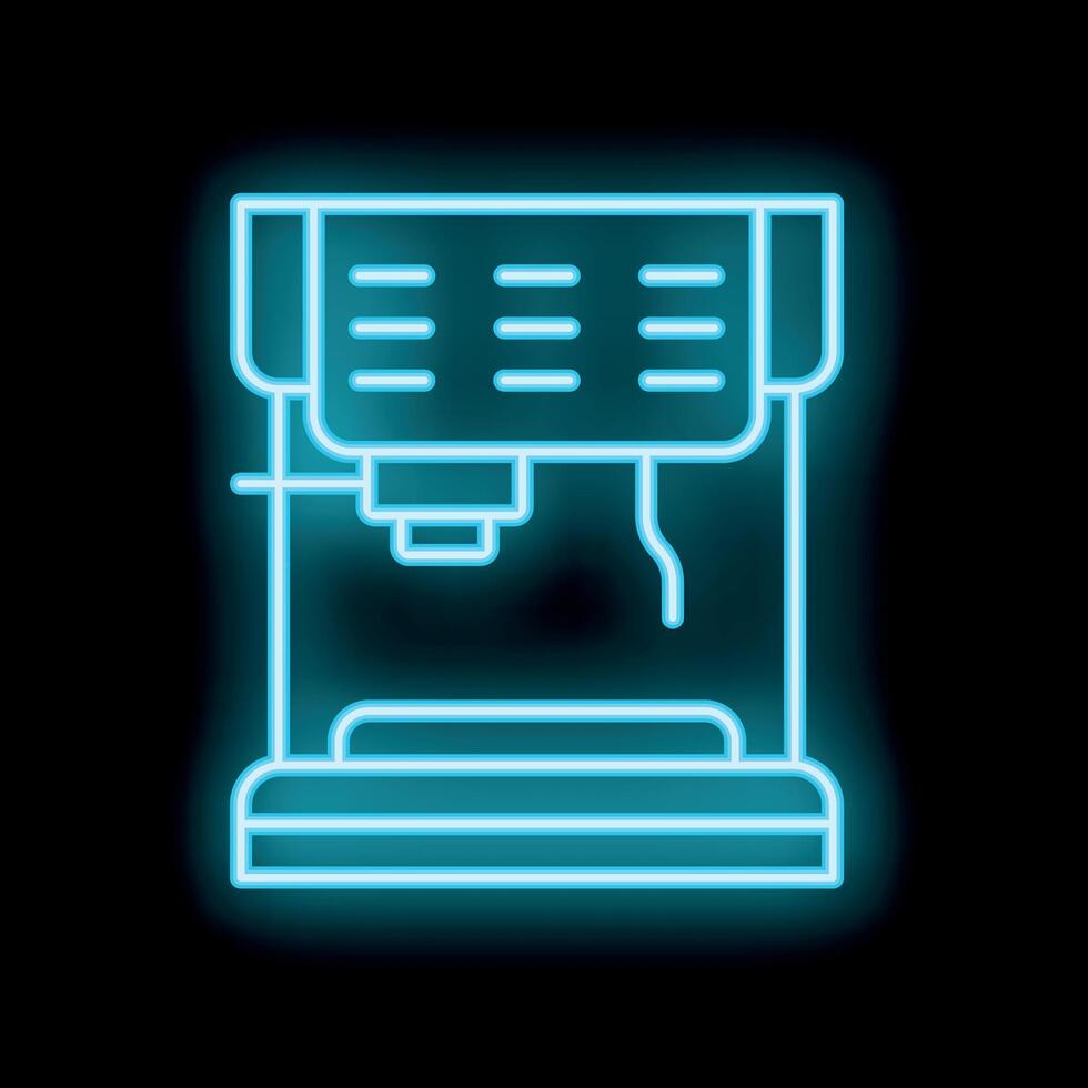 Neon icon of professional coffee machine making espresso vector