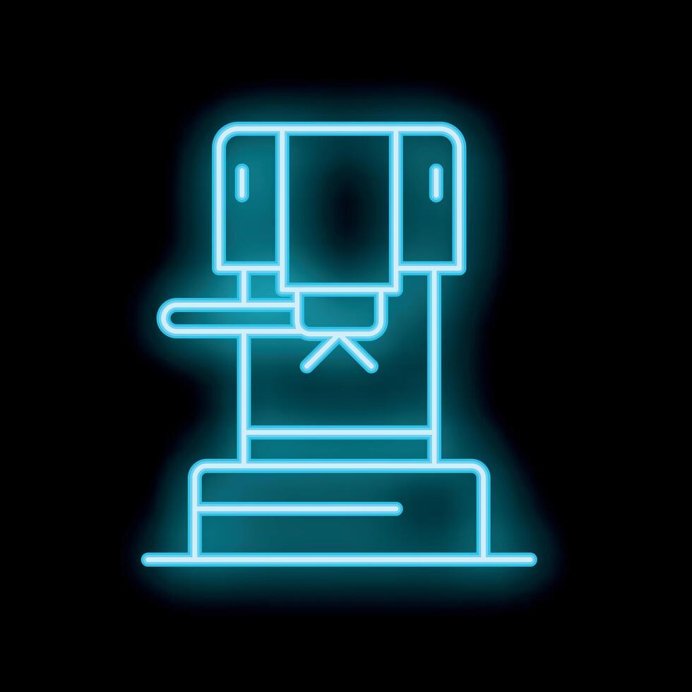 Blue neon sign of a professional espresso coffee machine for cafeteria bars and restaurants vector