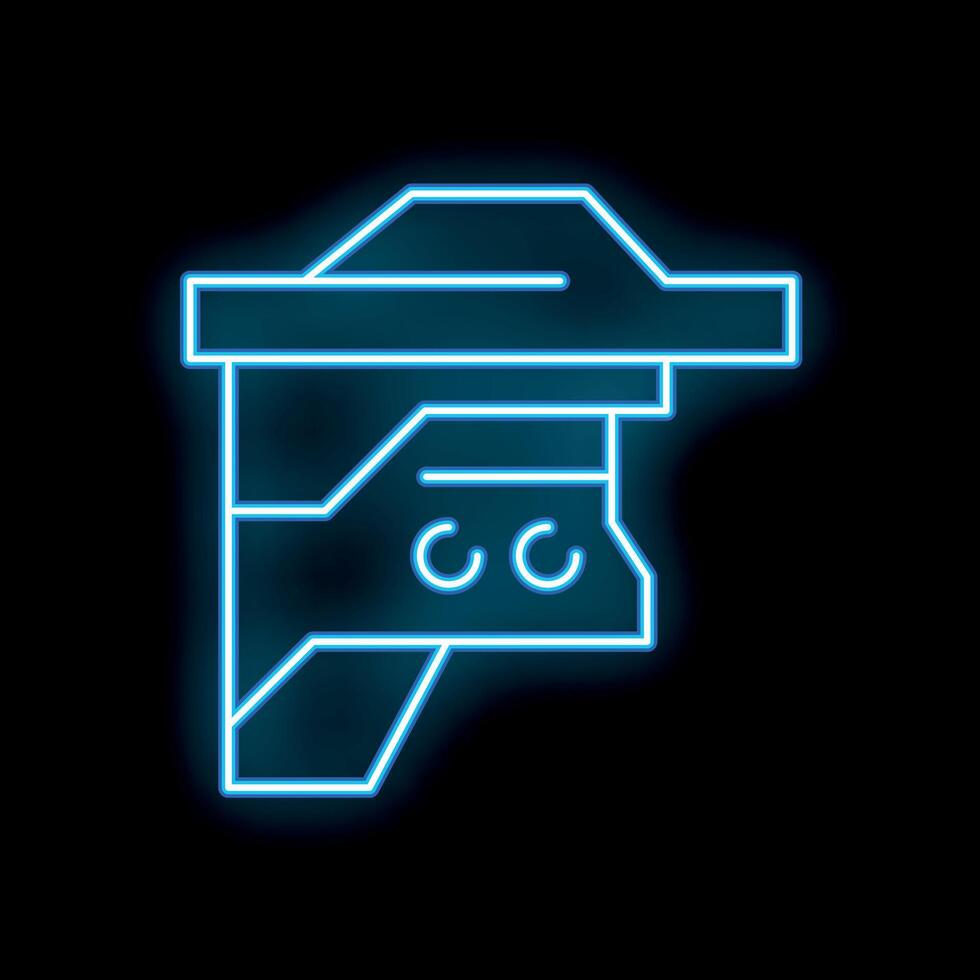 Glowing neon line icon of a credit card being inserted into a point of sale terminal vector