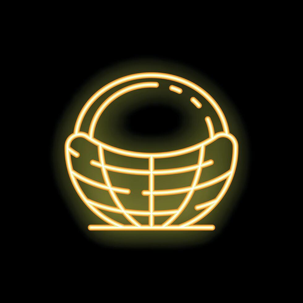 Neon sign showing earth wearing a protective face mask vector