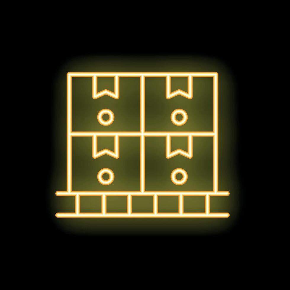 Neon icon of storage lockers with packages ready for shipment vector