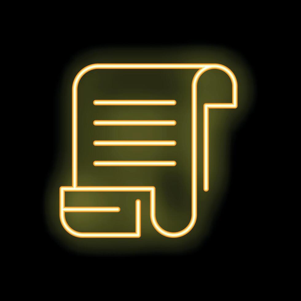 Neon yellow contract document with a signature on black background vector