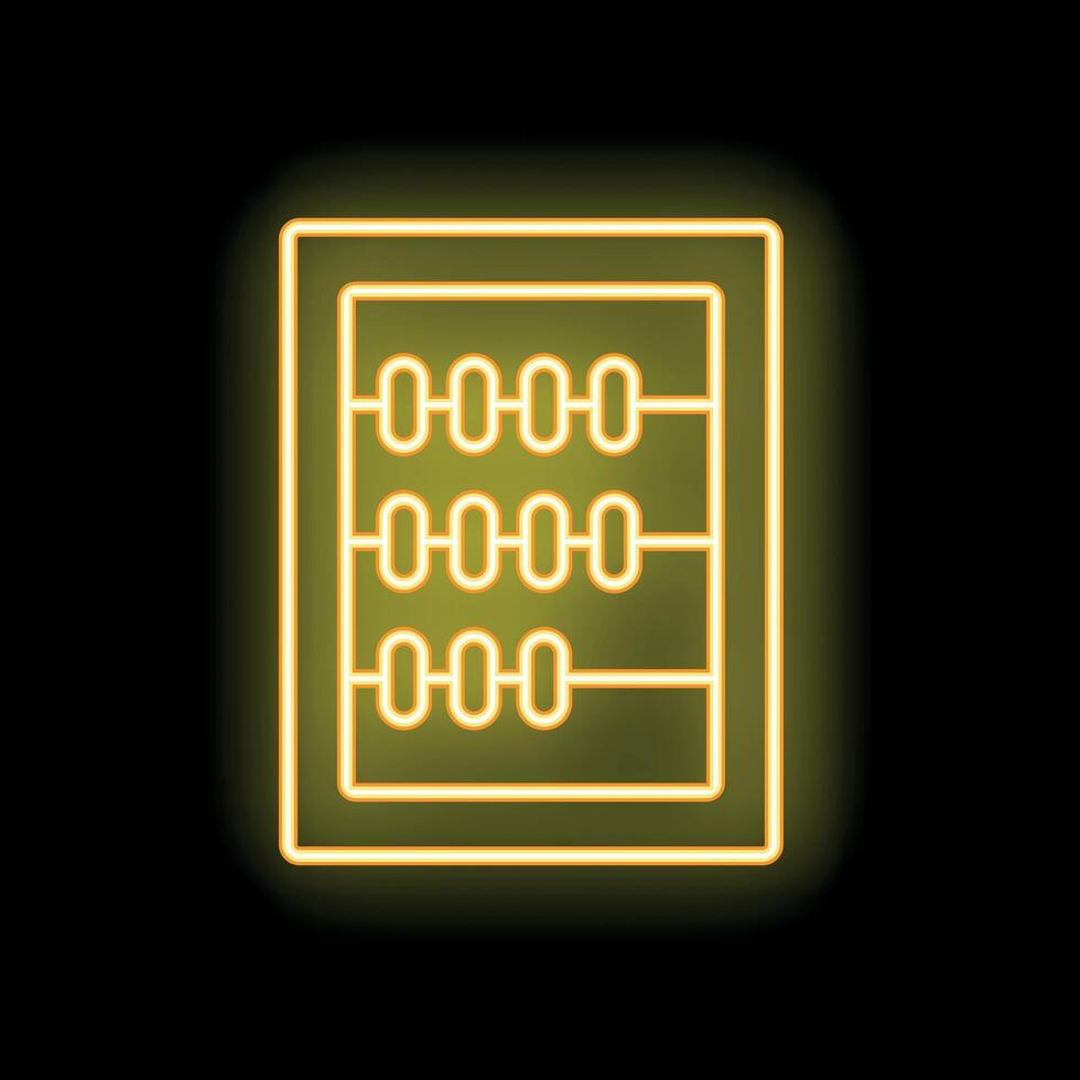 Yellow neon icon of an abacus counting frame glowing on a black background vector