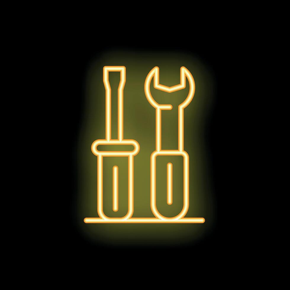 Glowing neon line repair tools icon isolated on a black background illustration vector