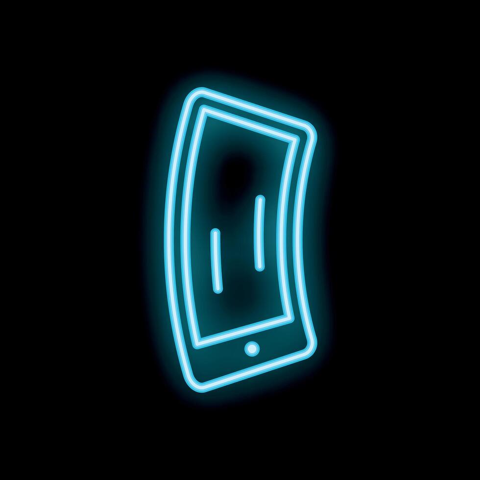 Blue neon sign representing flexible smartphone display technology vector