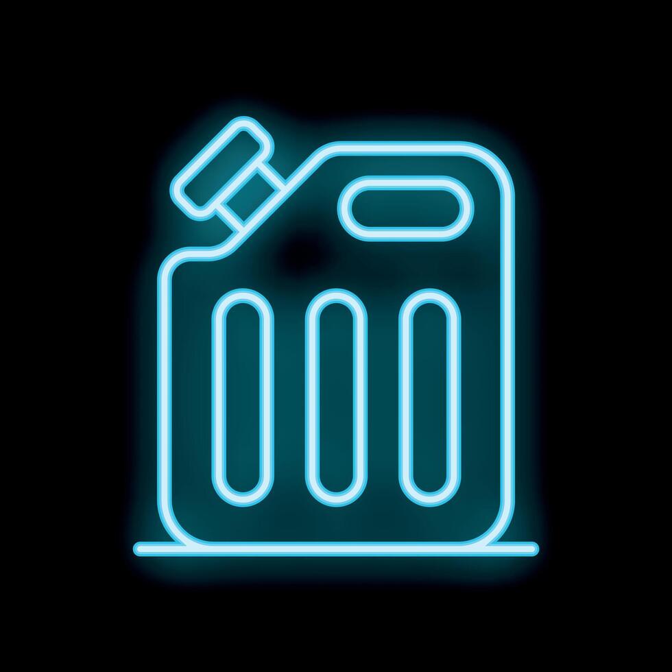 Neon blue jerrycan glowing on dark background vector