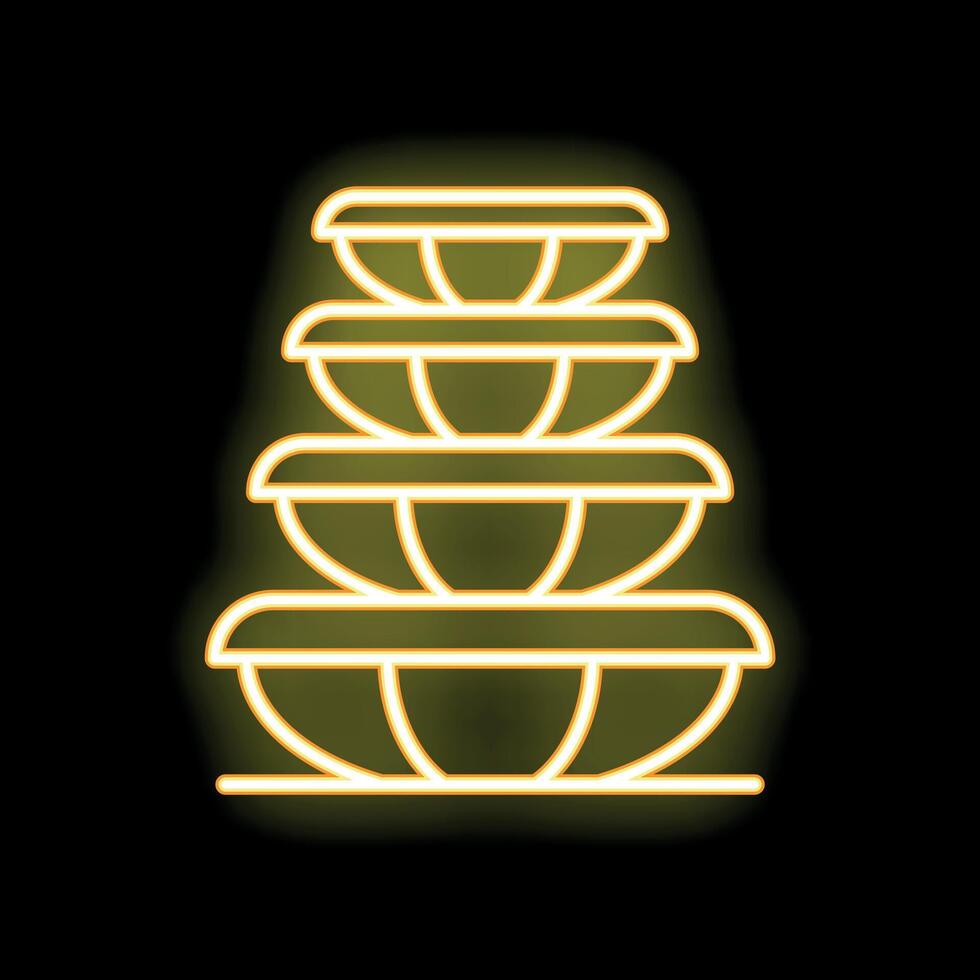 Neon sign featuring a stack of food storage containers on a black background vector