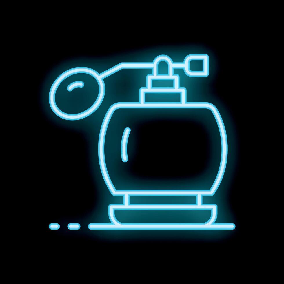 Neon sign representing perfume bottle glowing on a wall at night vector