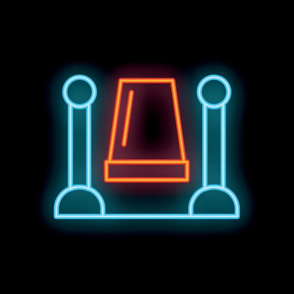 Neon style icon of a museum barrier with red rope vector
