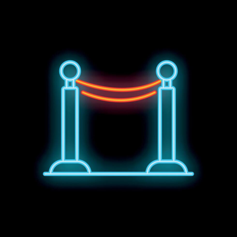 Neon barrier tape separating access in glowing style on dark background vector