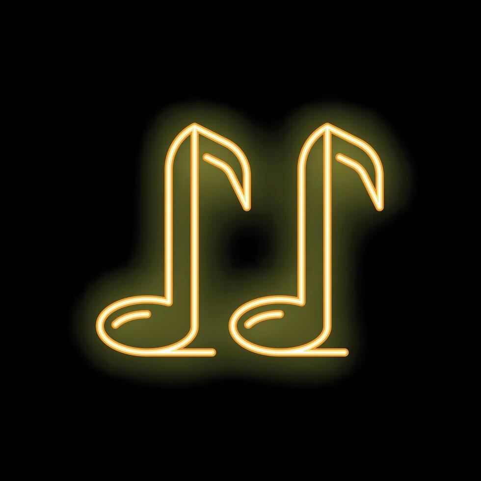 Bright neon sign showing musical notes icon vector