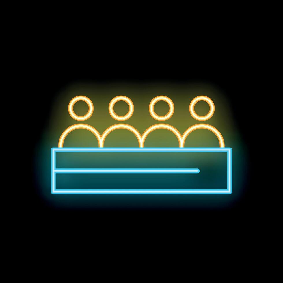Neon icon of business people sitting at a conference table having a meeting vector