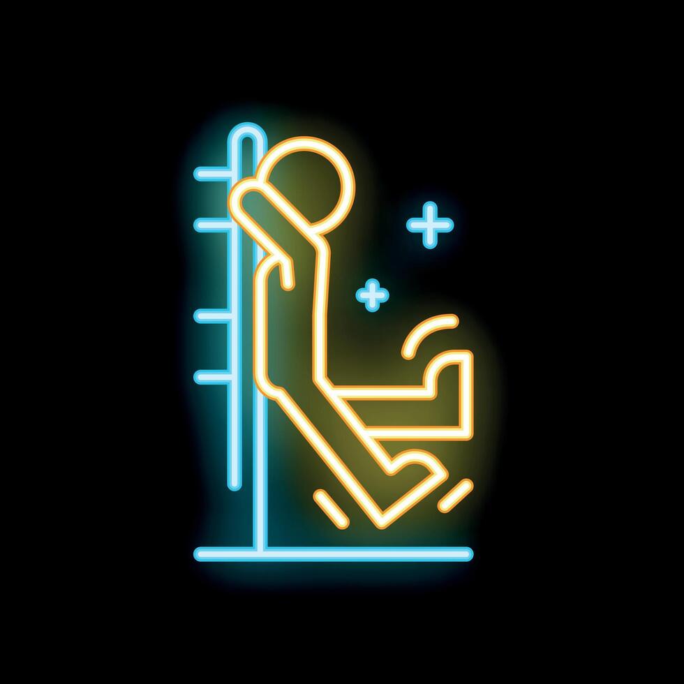 Neon sign of a man slipping on wet floor warning sign vector