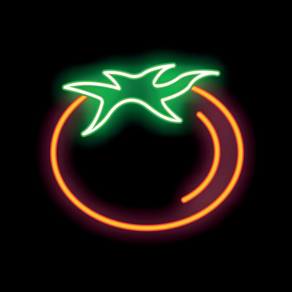 Neon sign displaying a fresh tomato for a restaurant menu vector