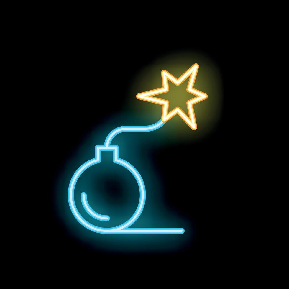 Neon bomb exploding with sparkles on a black background vector