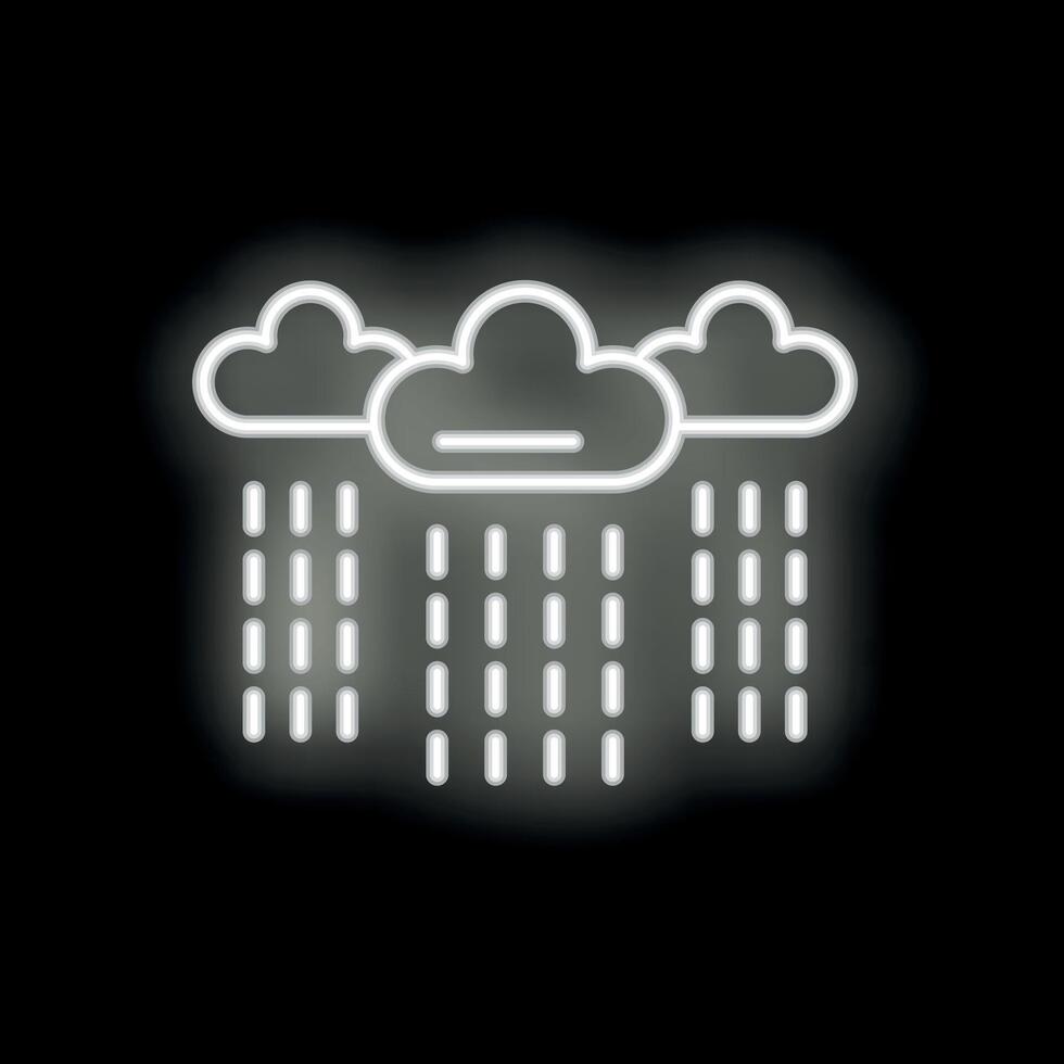 White neon sign depicting rain falling from clouds vector