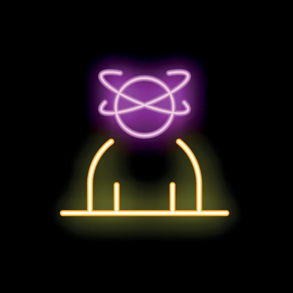 Neon sign of a businessman thinking about global business strategy vector