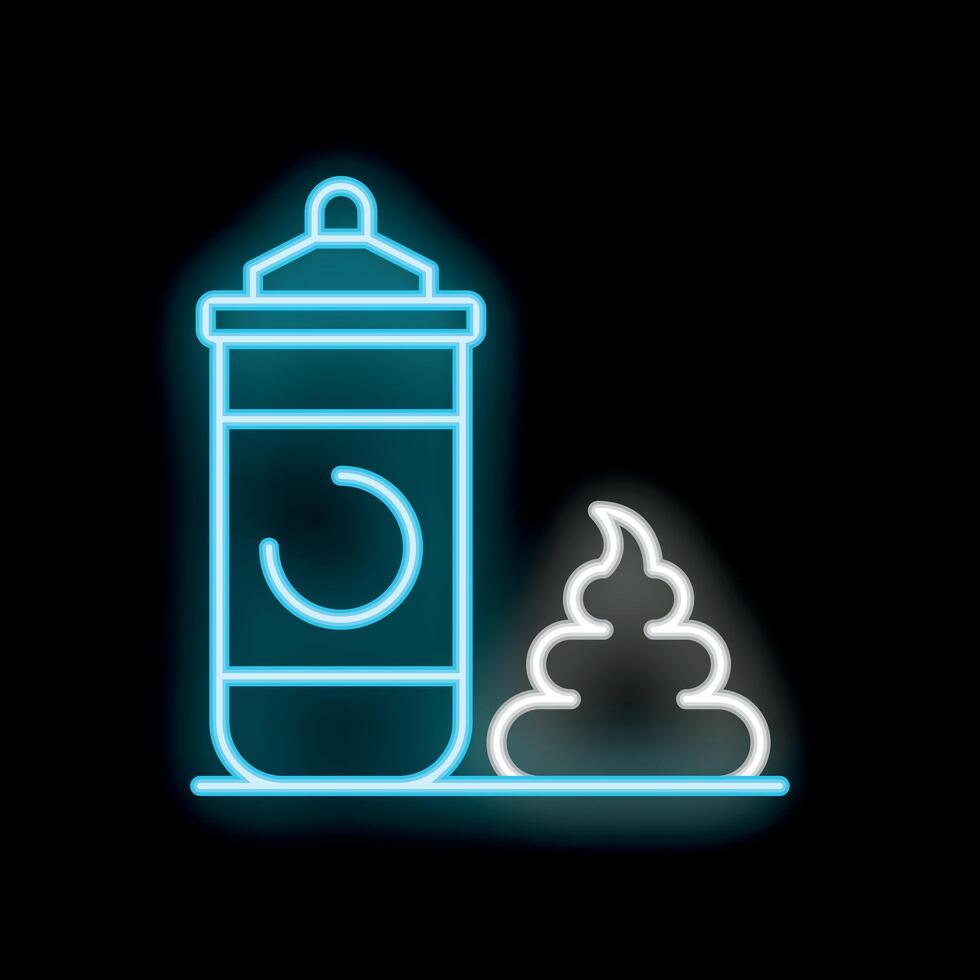 Neon air freshener eliminating bad smell poop sign vector