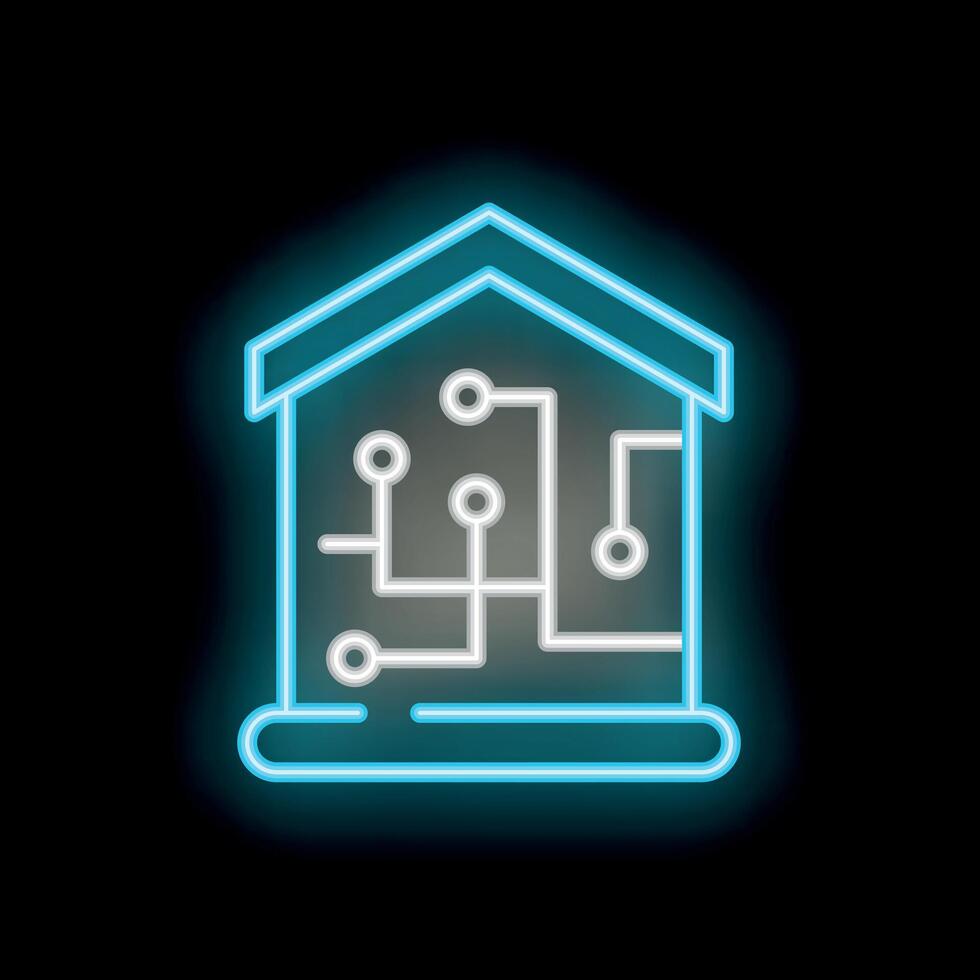 Neon icon of a smart home showing home automation vector