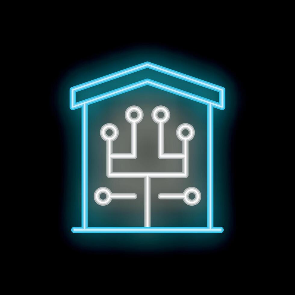 Neon icon of a smart home system controlling lighting and temperature vector