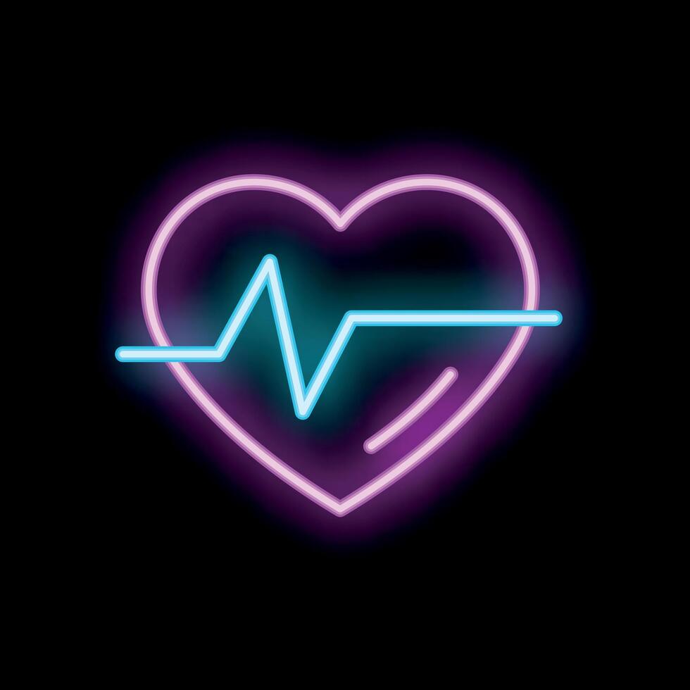 Neon heartbeat showing love and healthcare in glowing lines vector