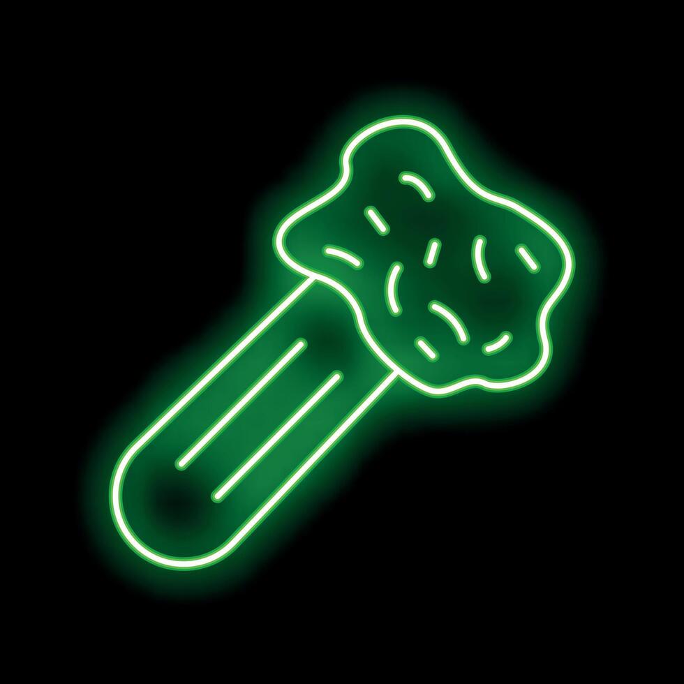 Green neon sign showing a cannabis joint on black background vector