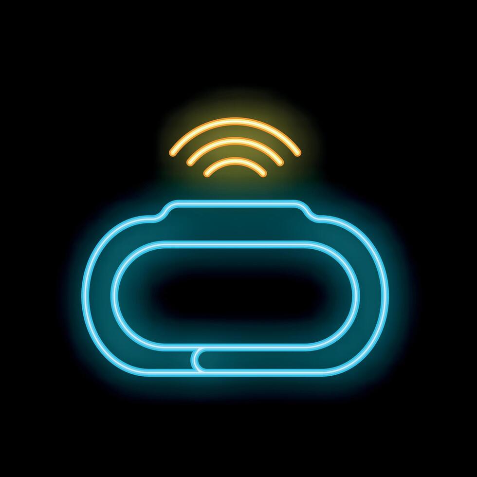 Neon fitness tracker emitting wifi signal on black background vector