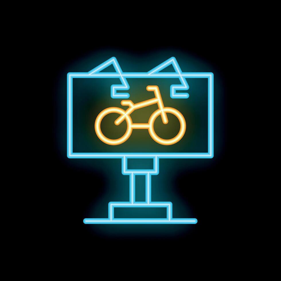 Neon sign showing bicycle shop advertisement on black background vector