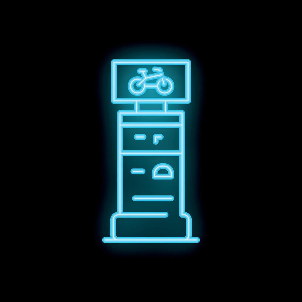 Neon bicycle shop sign showing information on black background vector