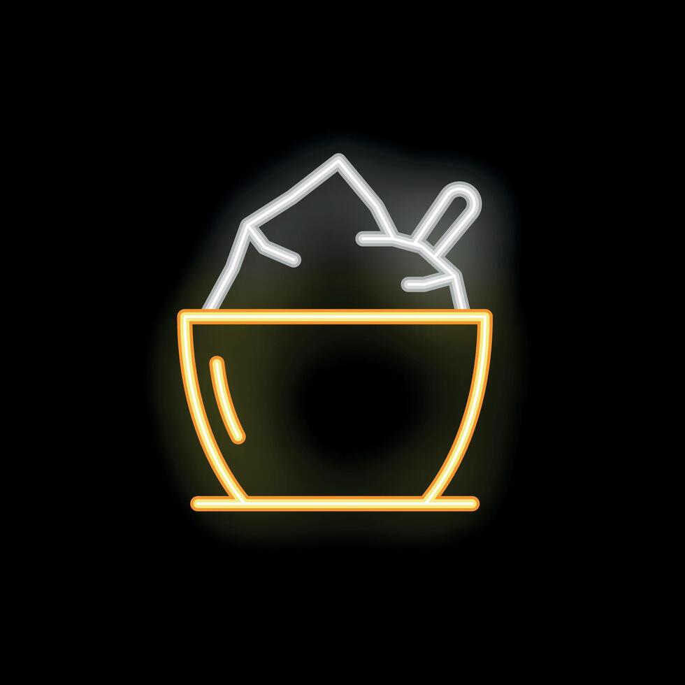 Neon sign of whipped cream dessert in bowl with spoon vector