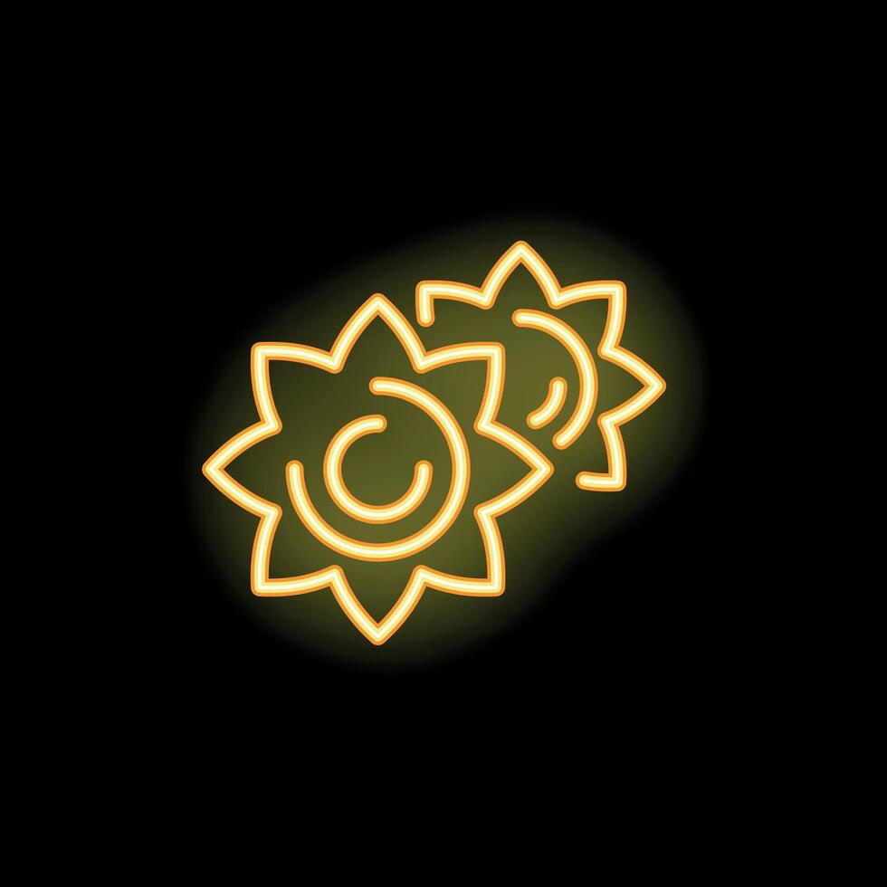 Neon icon of two gears interlocking representing teamwork and collaboration vector