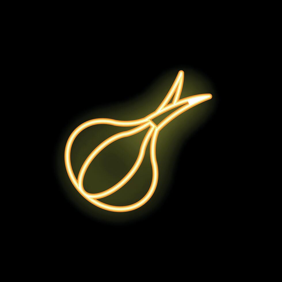 Glowing neon icon of garlic bulb on black background vector