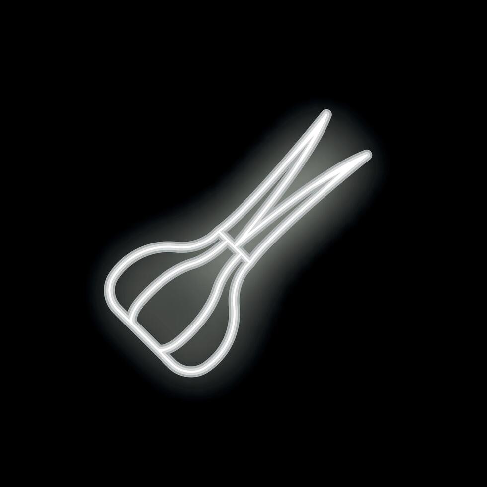 White neon style garlic icon on black background vector