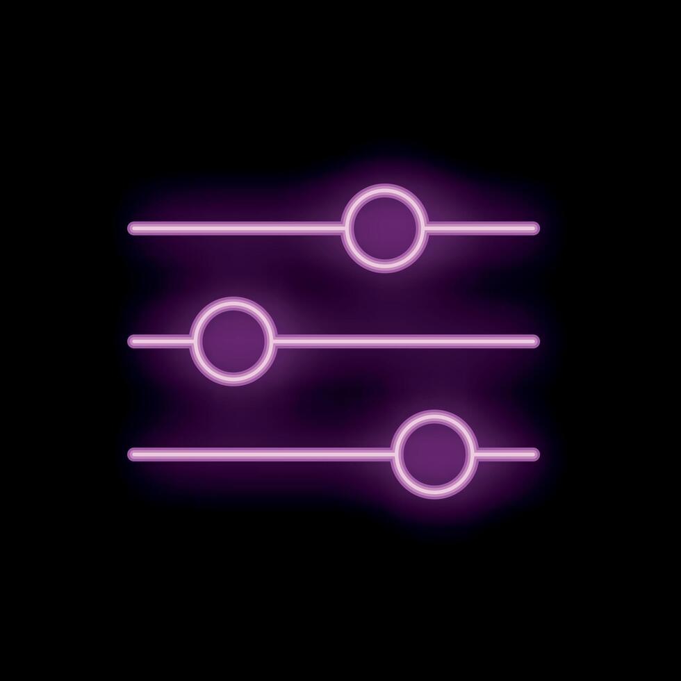 Neon pink sliders glowing on black background vector