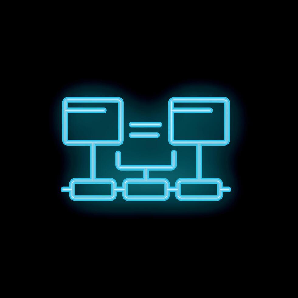 Neon blue algorithm icon representing machine learning process vector