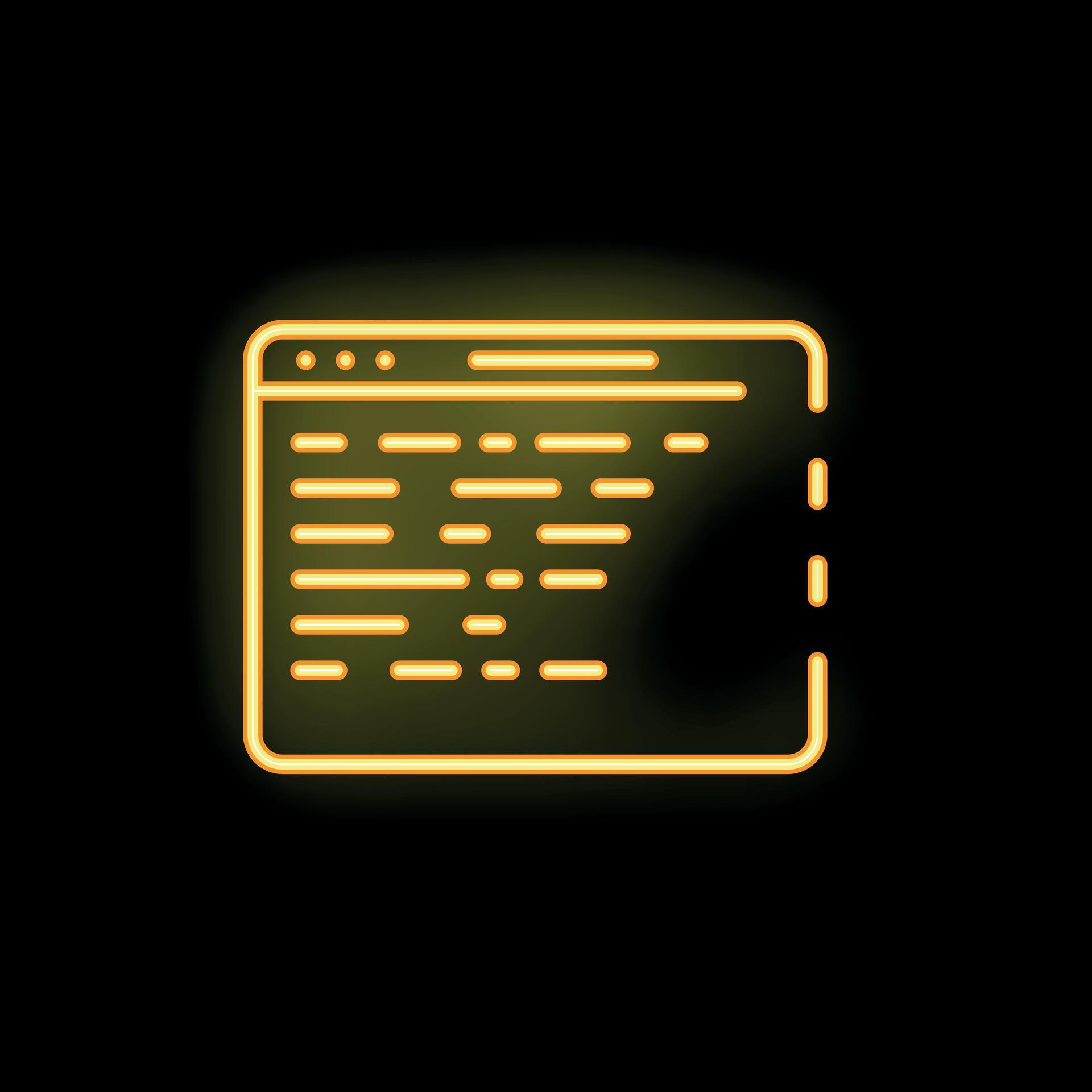 Neon yellow programming code on browser window icon 52765923 Vector Art ...