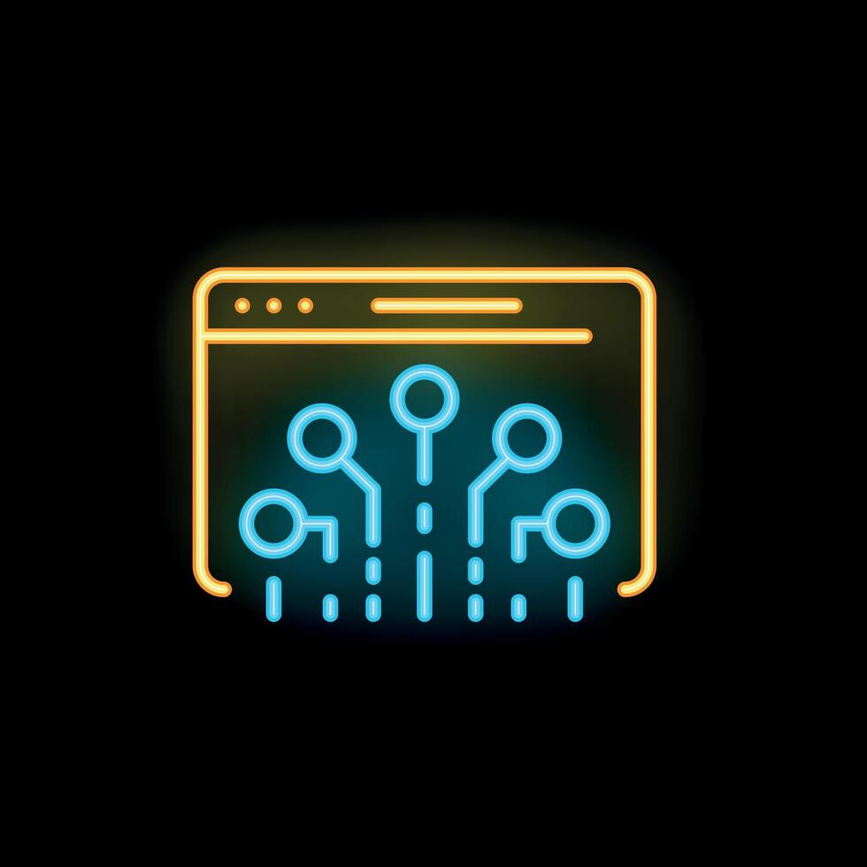 Neon style icon showing web development programming coding vector