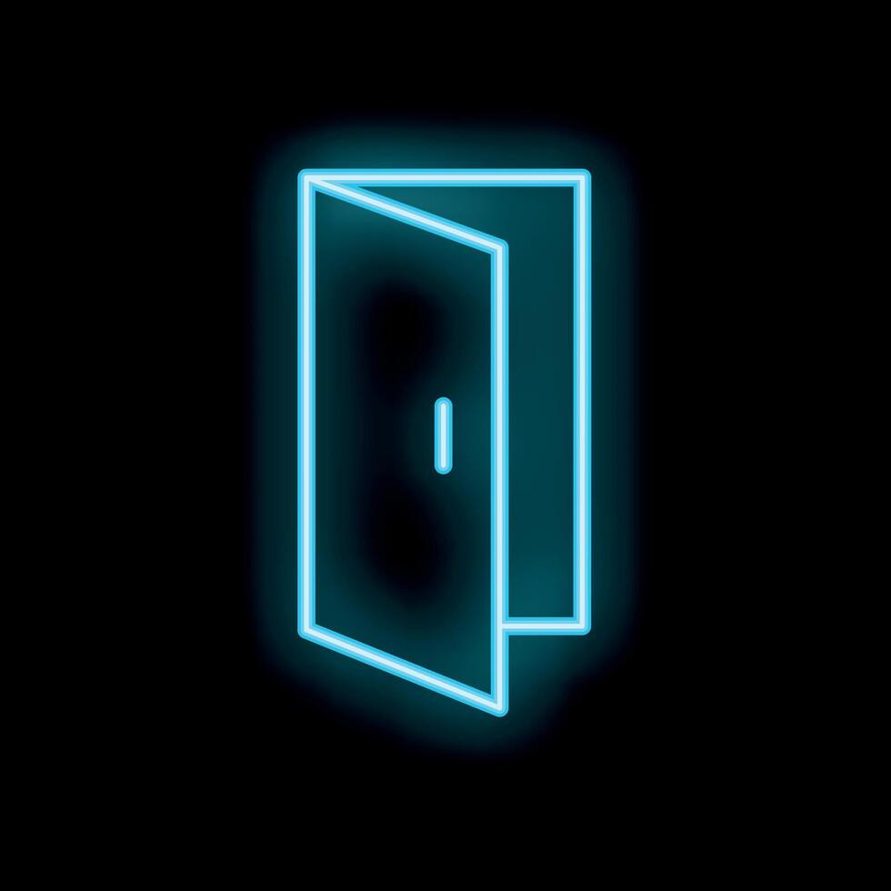 Neon open door sign on a black background vector