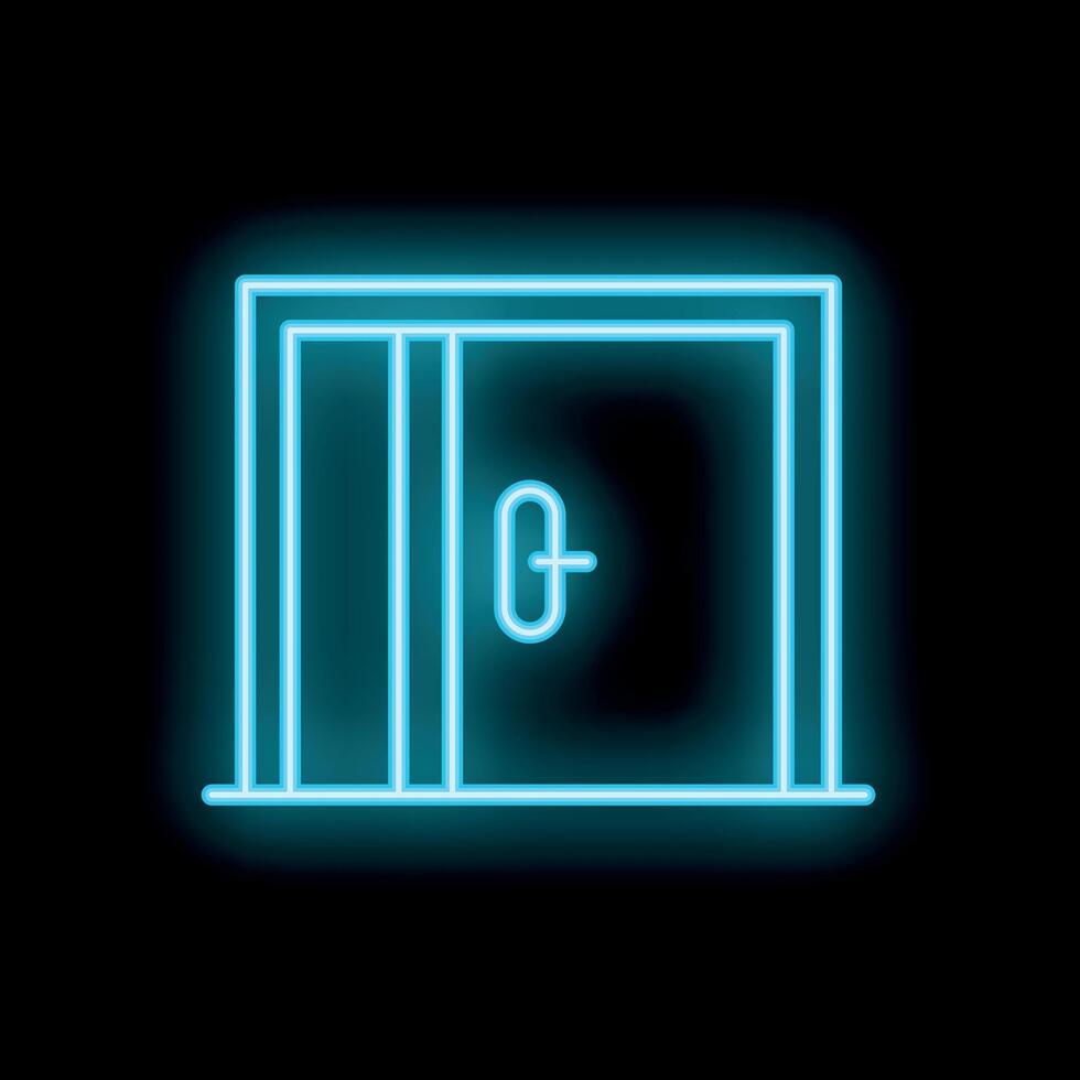 Glowing neon line door icon isolated on black background vector