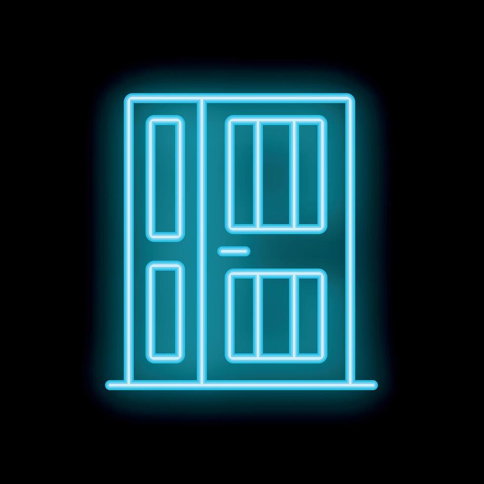 Blue neon door sign with frame on a black background vector